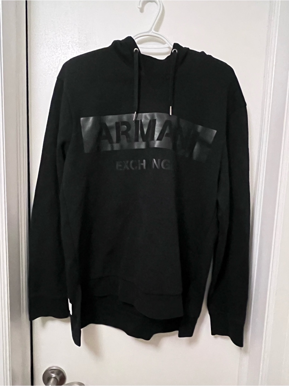 Armani Exchange Black Hooded Sweatshirt with Gloss Logo